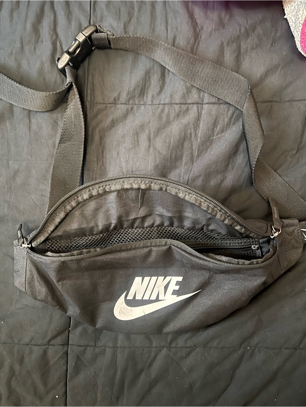 Nike Black Mini Waist Bag with White Swoosh